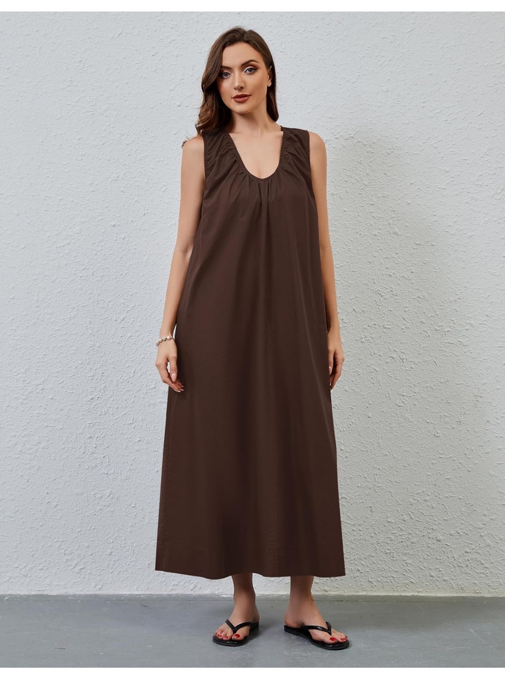 Sleeveless Brown Maxi Dress - Classic Comfort